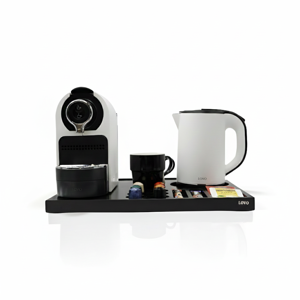 Kettle with Tray and Coffee Machine